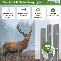 Z-Profil Zaunpfosten 230 cm feuerverzinkt 100x Zaunpfähle 1,5 mm Stärke gestanzte Haken Forstprofil