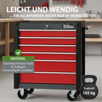 Werkstattwagen "Trutzi" 6 Schubladen abschließbar  78 x 64 cm Kantenschutzleisten Rollcontainer rot