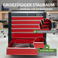 Werkstattwagen "Trutzi" 6 Schubladen abschließbar  78 x 64 cm Kantenschutzleisten Rollcontainer rot