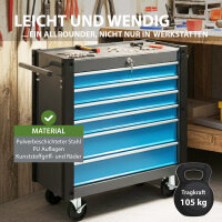 Werkstattwagen "Trutzi" abschließbar  6 Schubladen 78 x 64 cm Kantenschutzleisten Rollcontainer blau