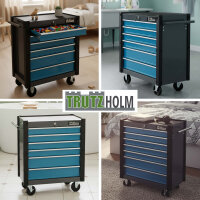 Werkstattwagen "Trutzi" abschließbar  6 Schubladen 78 x 64 cm Kantenschutzleisten Rollcontainer blau