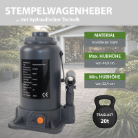 Hydraulischer Stempelwagenheber 20t Last 224 mm - 449 mm Hubhöhe