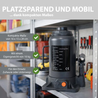 Hydraulischer Stempelwagenheber 20t Last 224 mm - 449 mm Hubhöhe