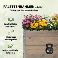 Hochbeet aus Holz 120x80x80 cm Palettenrahmen 4-teilig stapelbar Pflanzbeet Garten Balkon in grau