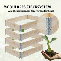 Hochbeet aus Holz 120x80x80 cm Palettenrahmen 4-teilig stapelbar Pflanzbeet Garten Balkon natur