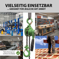 Ratschenzug bis 250 kg Last 1,5 m Hubhöhe mit öliger Kette für Montage Werkstatt Bau
