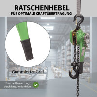 Ratschenzug bis 0,75 t Last 6 m Hubhöhe mit ölfreier Kette für Montage und Bau Kettenzug