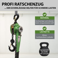 Ratschenzug bis 1,5 t Last 6 m Hubhöhe mit ölfreier Kette für Montage und Bau Kettenzug Flaschenzug