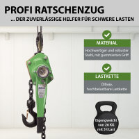 Ratschenzug bis 3 t Last 6 m Hubhöhe mit ölfreier Kette für Montage und Bau Kettenzug Flaschenzug