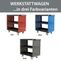 Etagenwagen 3 Etagen Stahl rot Werkzeugwagen 70 x 39 x 79 cm auf Rollen bis 300 kg Tragkraft
