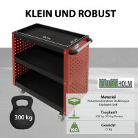 Etagenwagen 3 Etagen Stahl rot Werkzeugwagen 70 x 39 x 79 cm auf Rollen bis 300 kg Tragkraft