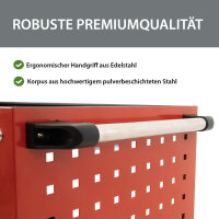 Etagenwagen 3 Etagen Stahl rot Werkzeugwagen 70 x 39 x 79 cm auf Rollen bis 300 kg Tragkraft