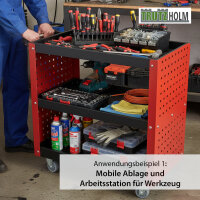 Etagenwagen 3 Etagen Stahl rot Werkzeugwagen 70 x 39 x 79 cm auf Rollen bis 300 kg Tragkraft