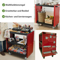 Etagenwagen 3 Etagen Stahl rot Werkzeugwagen 70 x 39 x 79 cm auf Rollen bis 300 kg Tragkraft