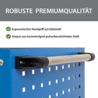 Etagenwagen 3 Etagen Stahl blau Werkzeugwagen 70x39x79 cm auf Rollen, bis 300 kg Tragkraft