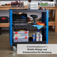 Etagenwagen 3 Etagen Stahl blau Werkzeugwagen 70x39x79 cm auf Rollen, bis 300 kg Tragkraft