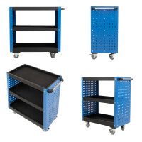 Etagenwagen 3 Etagen Stahl blau Werkzeugwagen 70x39x79 cm auf Rollen, bis 300 kg Tragkraft