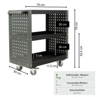 Etagenwagen 3 Etagen Stahl grau Werkzeugwagen 70x39x79 cm auf Rollen bis 300 kg Tragkraft