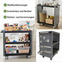 Etagenwagen 3 Etagen Stahl grau Werkzeugwagen 70x39x79 cm auf Rollen bis 300 kg Tragkraft