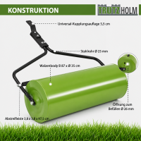 Rasenwalze für Rasentraktor ATV befüllbar bis 95 L, 97 cm Breite grün Gartenwalze Ackerwalze