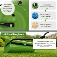Rasenwalze für Rasentraktor ATV befüllbar bis 95 L, 97 cm Breite grün Gartenwalze Ackerwalze