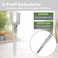 TRUTZHOLM U-Profil Bodenhülse zum Einschrauben 9 - 17,5 x 10 cm feuerverzinkt Stahl