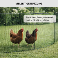 Hühnerzaun Weidezaun Geflügelnetz Zaun 25 m lang x 0,9 m hoch, grün