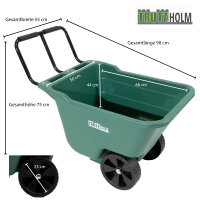 Gartenwagen Schubkarre kippsicher 250 kg 90 L Kunststoffwanne Stahlgriff PU Räder 98x55x75 cm