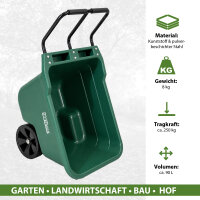 Gartenwagen Schubkarre kippsicher 250 kg 90 L Kunststoffwanne Stahlgriff PU Räder 98x55x75 cm