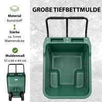 Gartenwagen Schubkarre kippsicher 250 kg 90 L Kunststoffwanne Stahlgriff PU Räder 98x55x75 cm