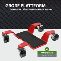 Rangierhilfe für Motorrad mit Hauptständer Tragkraft 450 kg Rangierplatte flach 360° schwenkbar rot