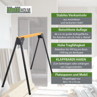 2x Arbeitsbock klappbar bis 1000 kg Stahl pulverbeschichtet gelb schwarz Gerüstbock Unterstellbock
