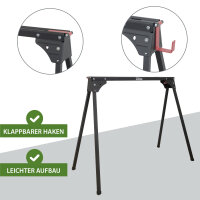 2x Arbeitsbock klappbar bis 1000 kg Stahl pulverbeschichtet schwarz rot Gerüstbock Unterstellbock