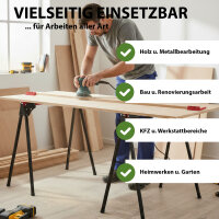 2x Arbeitsbock klappbar bis 1000 kg Stahl pulverbeschichtet schwarz rot Gerüstbock Unterstellbock