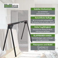 2x Arbeitsbock klappbar bis 1000 kg Stahl pulverbeschichtet schwarz rot Gerüstbock Unterstellbock