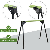 2x Arbeitsbock klappbar bis 1000 kg Stahl pulverbeschichtet grün schwarz Gerüstbock Unterstellbock