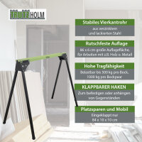 2x Arbeitsbock klappbar bis 1000 kg Stahl pulverbeschichtet grün schwarz Gerüstbock Unterstellbock