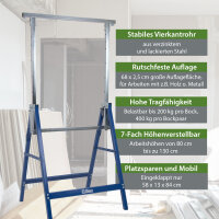 2x Arbeitsbock 7-fach höhenverstellbar bis 400 kg Stahl verzinkt lackiert blau Klappbock Gerüstbock