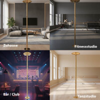 Pole Dance Tanzstange Gold Profi 231 - 274 cm Ø 45 mm Tabledance Static & Spinning ohne Bohren