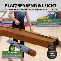 Schwebebalken 300 cm braun klappbar auf 150 cm  tragbarer Turnbalken inkl.Tragetasche