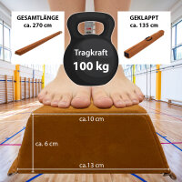 Schwebebalken klappbar Länge 270 cm Tragkraft 100 kg Balancierbalken inkl. Tragetasche in braun