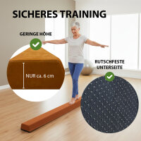 Schwebebalken klappbar Länge 270 cm Tragkraft 100 kg Balancierbalken inkl. Tragetasche in braun