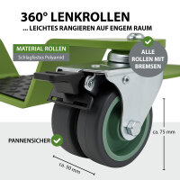 Rangierhilfe für Motorrad mit Hauptständer Tragkraft 450 kg Rangierplatte flach 360° schwenkbar grün