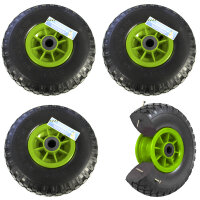 4x Sackkarrenrad PU-Rad 260x85 mm 3.00-4 Ø 20 mm Vollgummi Bollerwagen