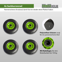 4x Sackkarrenrad PU-Rad 260x85 mm 3.00-4 Ø 20 mm Vollgummi Bollerwagen