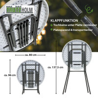 Stehtisch klappbar Ø 80 cm Tischplatte Höhe 110 cm Stahlgestell Partytisch Bistrotisch in weiß