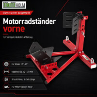 Motorradständer vorne für 17" - 21" Motorradwippe 90 - 130mm Montageständer Transportständer Schwarz/rot Matt