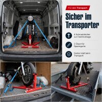 Motorradständer vorne für 17" - 21" Motorradwippe 90 - 130mm Montageständer Transportständer Schwarz/rot Matt