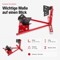 Motorradständer vorne für 17" - 21" Motorradwippe 90 - 130mm Montageständer Transportständer Schwarz/rot Matt