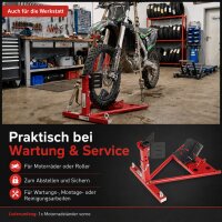 Motorradständer vorne für 17" - 21" Motorradwippe 90 - 130mm Montageständer Transportständer Schwarz/rot Matt